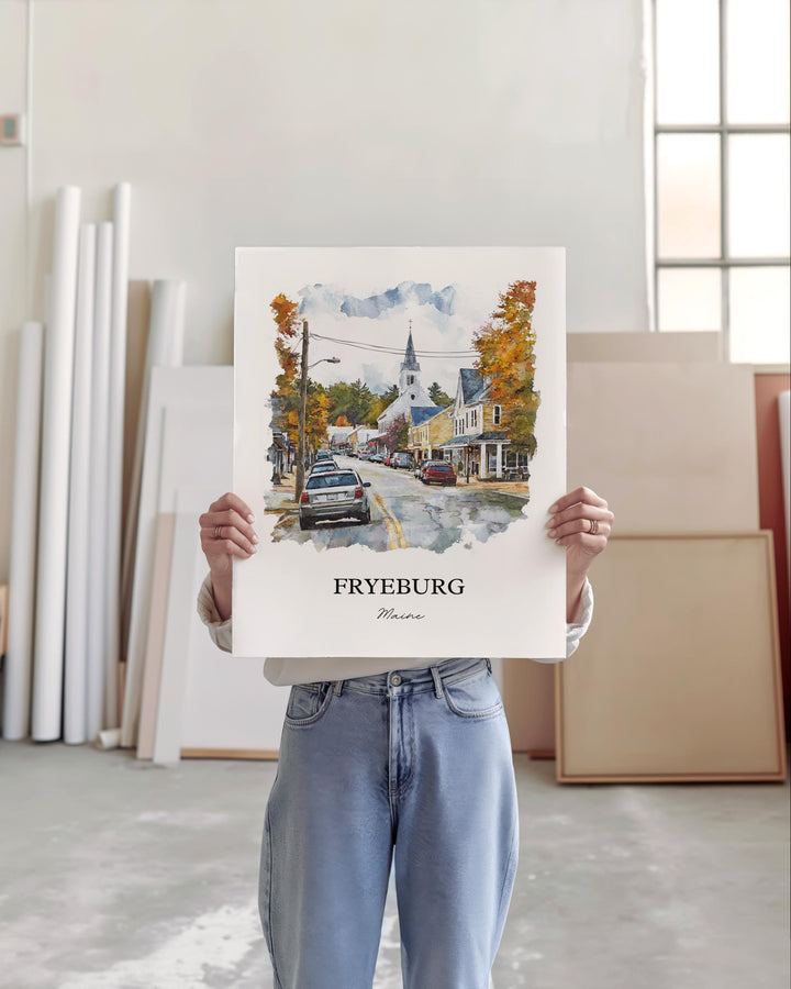 Fryeburg Maine Wall Art, Oxford County ME Print, Maine Watercolor Art, Fryeburg Gift, Travel Print, Travel Poster, Housewarming Gift