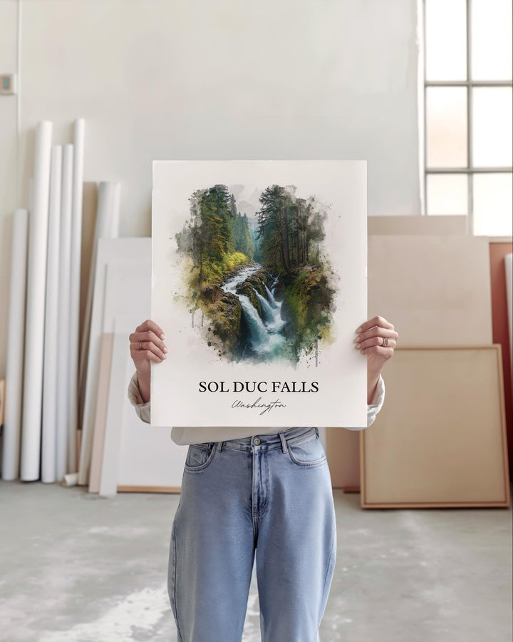 Sol Duc Falls Art, Olympic National Park Print, Washington State Artwork, Sol Duc Falls Gift, Travel Print, Travel Poster, Housewarming Gift