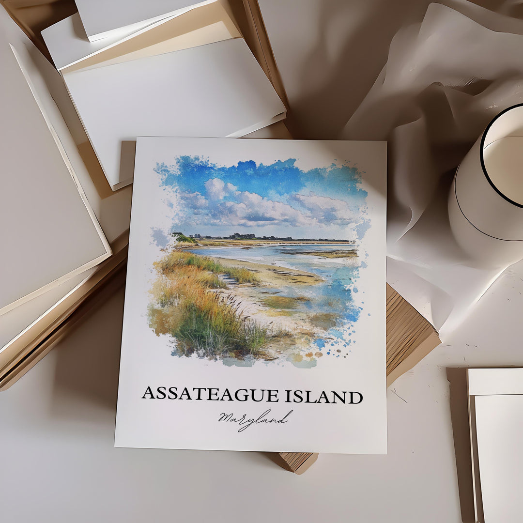 Assateague Island Wall Art, Delmarva Print, Maryland Watercolor Art, Assateague Island Gift, Travel Print, Travel Poster, Housewarming Gift