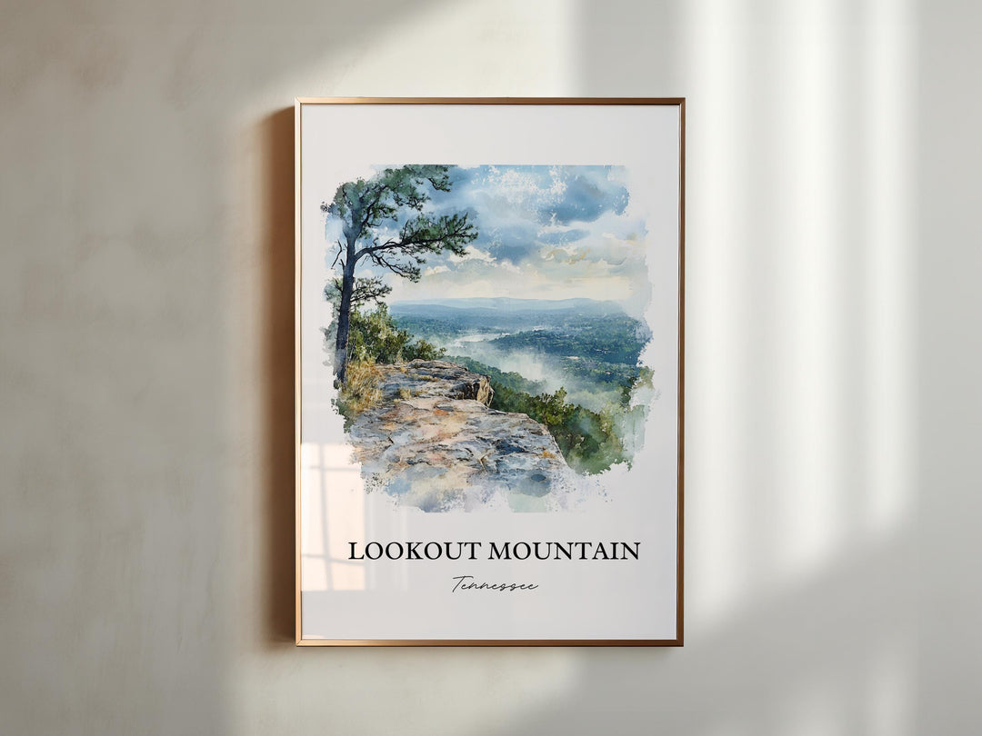 Lookout Mountain Wall Art, Ruby Falls Print, Tennessee Watercolor Art, Lookout Mountain Gift, Travel Print, Travel Poster, Housewarming Gift
