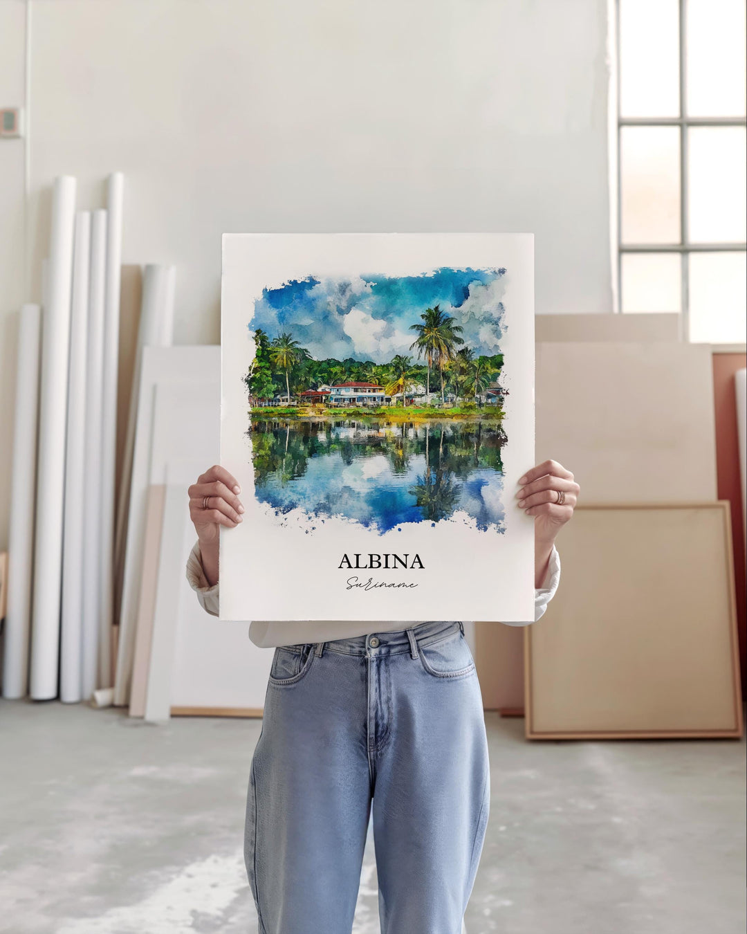Albina Suriname Wall Art, Marowijne Print, Suriname Watercolor Art, Albina Suriname Gift, Travel Print, Travel Poster, Housewarming Gift