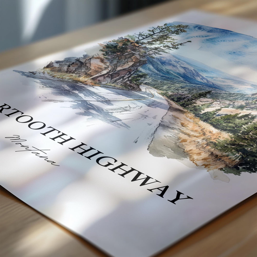 Beartooth Highway Wall Art, Montana Print, Montana Watercolor Art, Beartooth Highway Gift, Travel Print, Travel Poster, Housewarming Gift