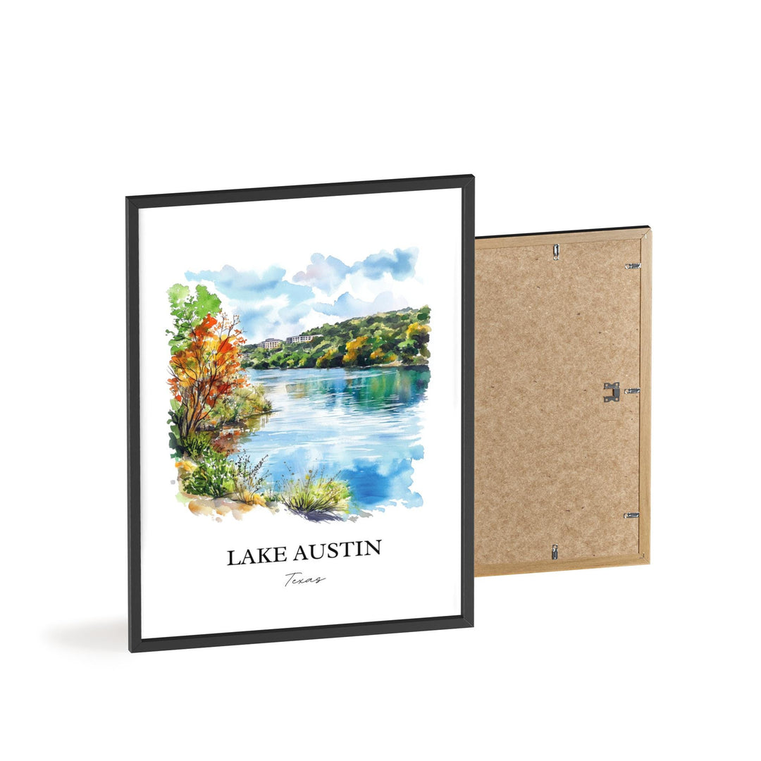 Lake Austin Wall Art, Austin TX Print, Texas Watercolor Art, Lake Austin Gift, Travel Print, Travel Poster, Housewarming Gift