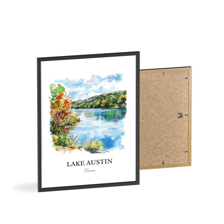 Lake Austin Wall Art, Austin TX Print, Texas Watercolor Art, Lake Austin Gift, Travel Print, Travel Poster, Housewarming Gift