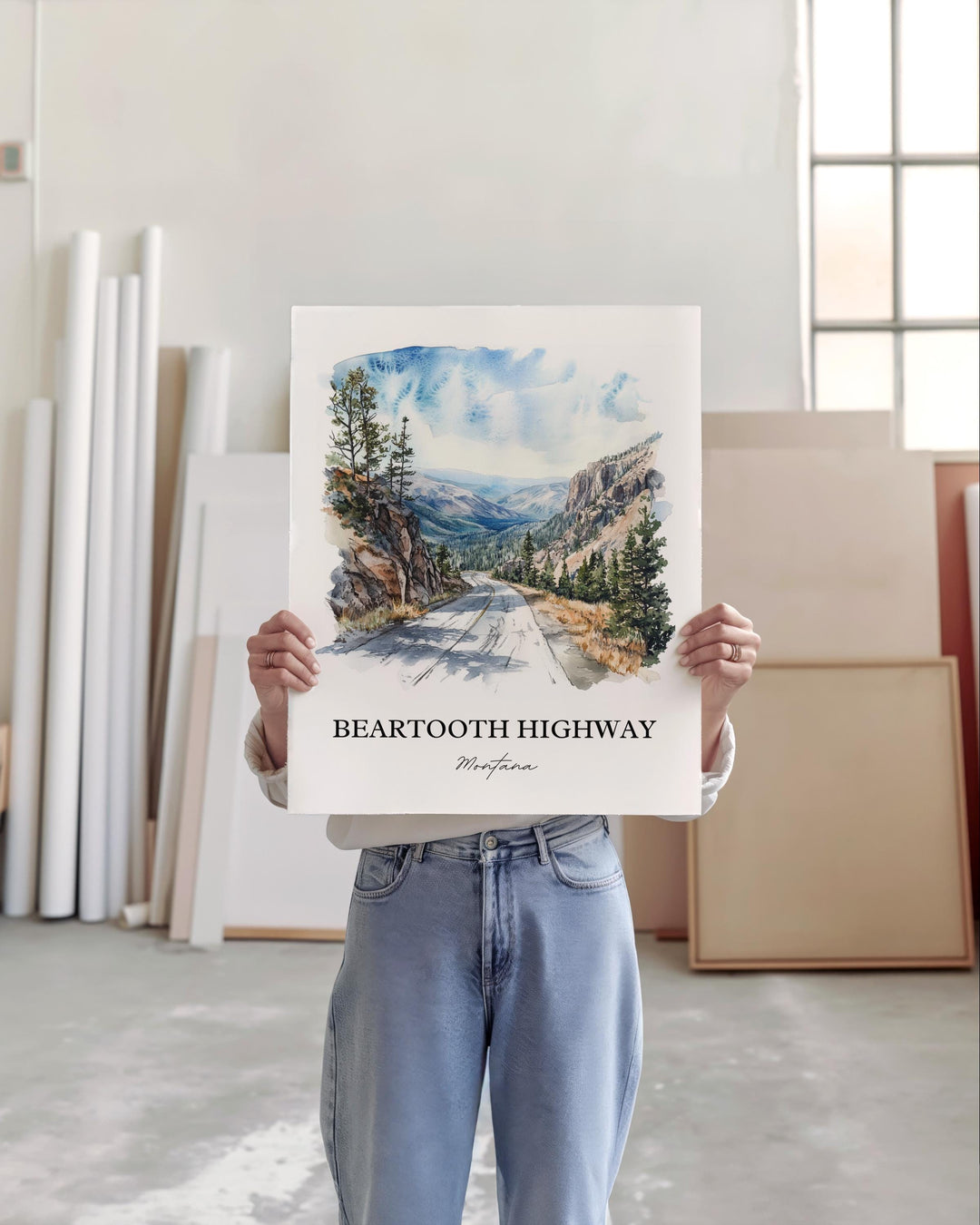 Beartooth Highway Wall Art, Montana Print, Montana Watercolor Art, Beartooth Highway Gift, Travel Print, Travel Poster, Housewarming Gift