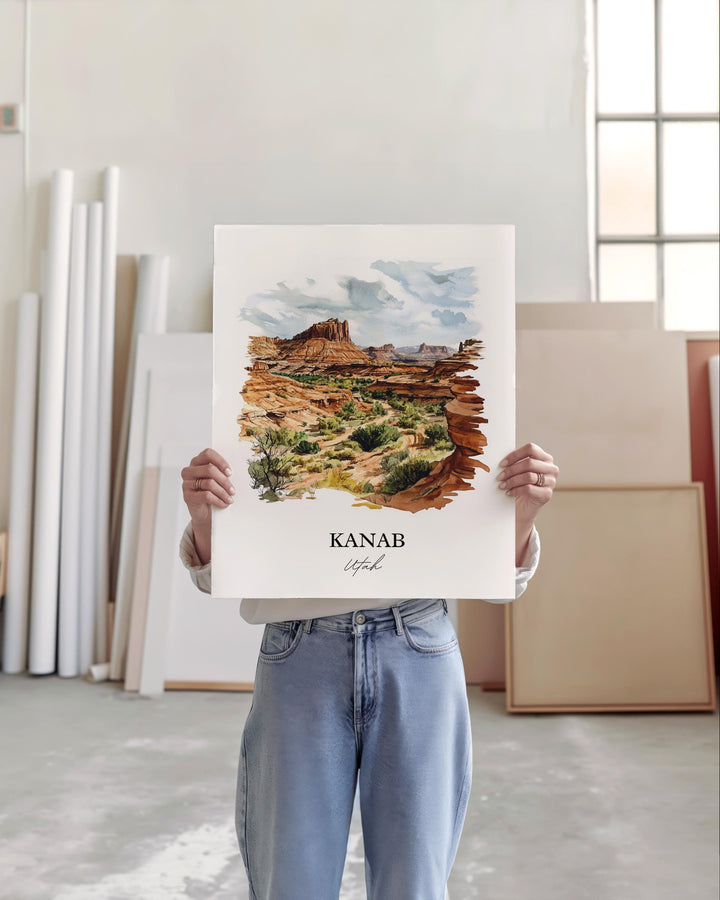 Kanab Utah Wall Art, Kane County Print, Utah Watercolor Art, Kanab Utah Gift, Travel Print, Travel Poster, Housewarming Gift