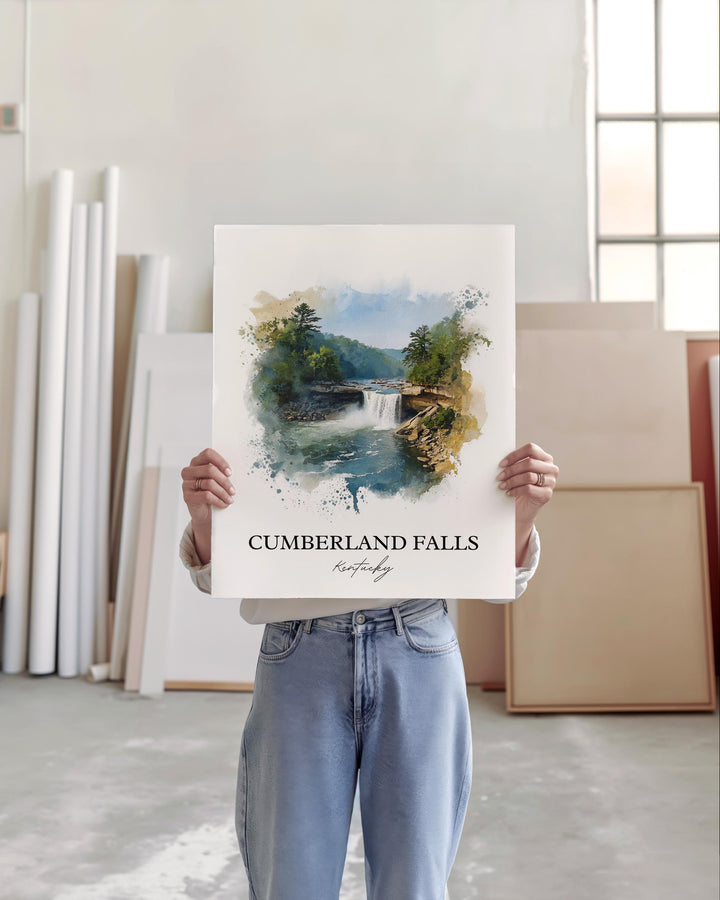 Cumberland Falls Wall Art, Little Niagara Print, Kentucky Watercolor, Cumberland Falls Gift, Travel Print, Travel Poster, Housewarming Gift