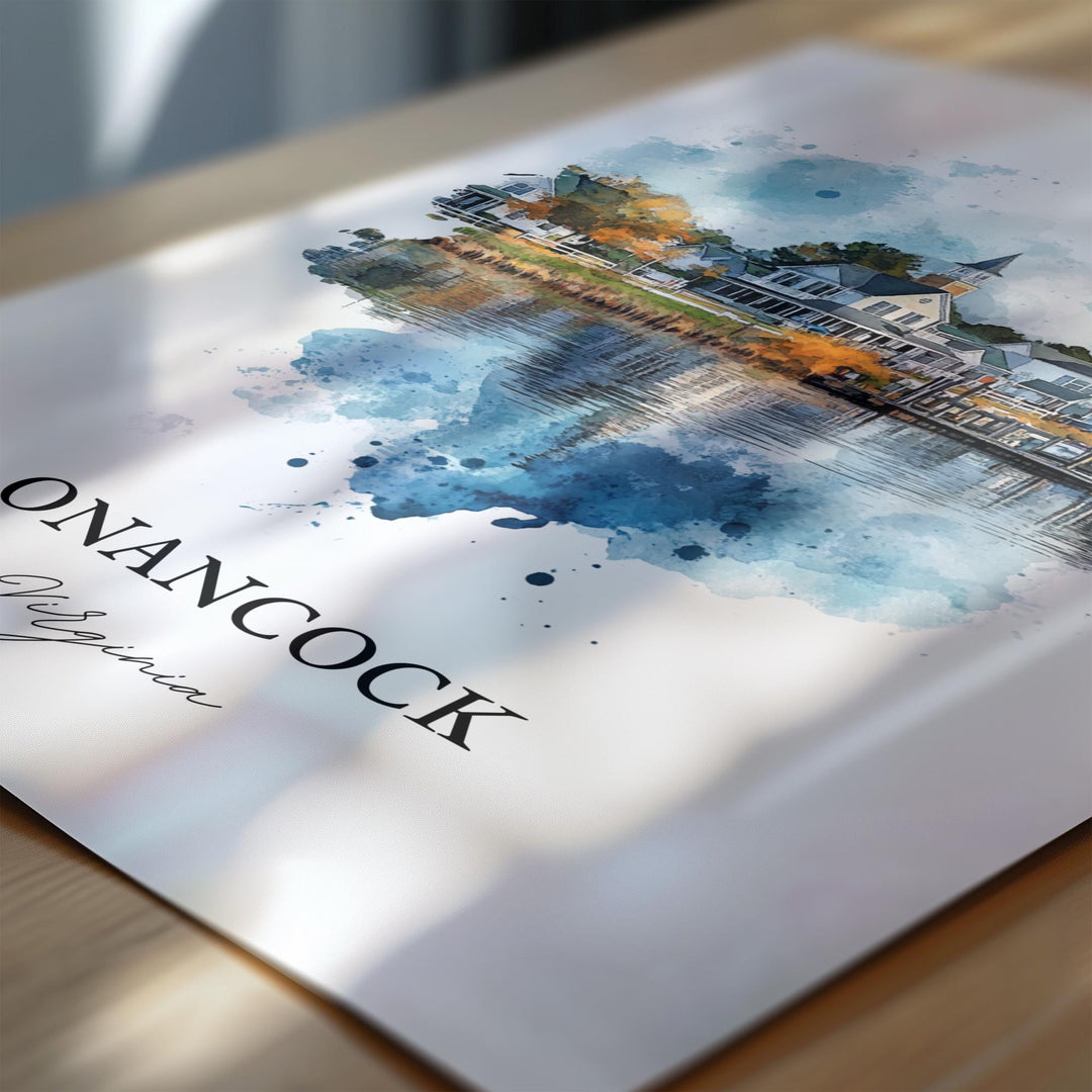 Onancock VA Wall Art, Accomack County Print, Onancock Watercolor Art, Onancock Virginia Gift, Travel Print, Travel Poster, Housewarming Gift