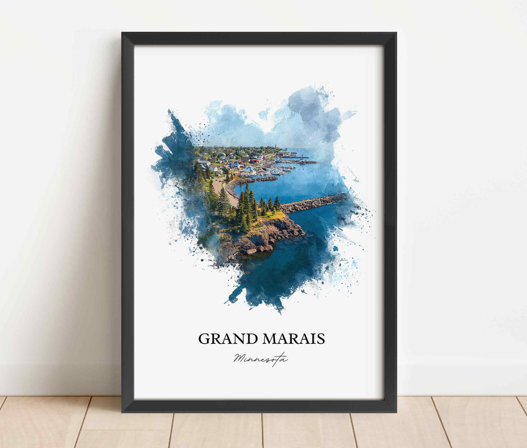 Grand Marais, Minnesota – Watercolor Art Print