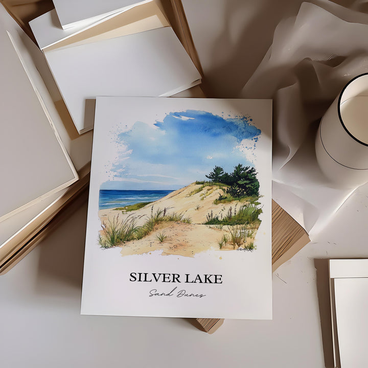 Silver Lake Sand Dunes Wall Art, Mears MI Print, Michigan Watercolor Art, Mears MI Gift, Travel Print, Travel Poster, Housewarming Gift