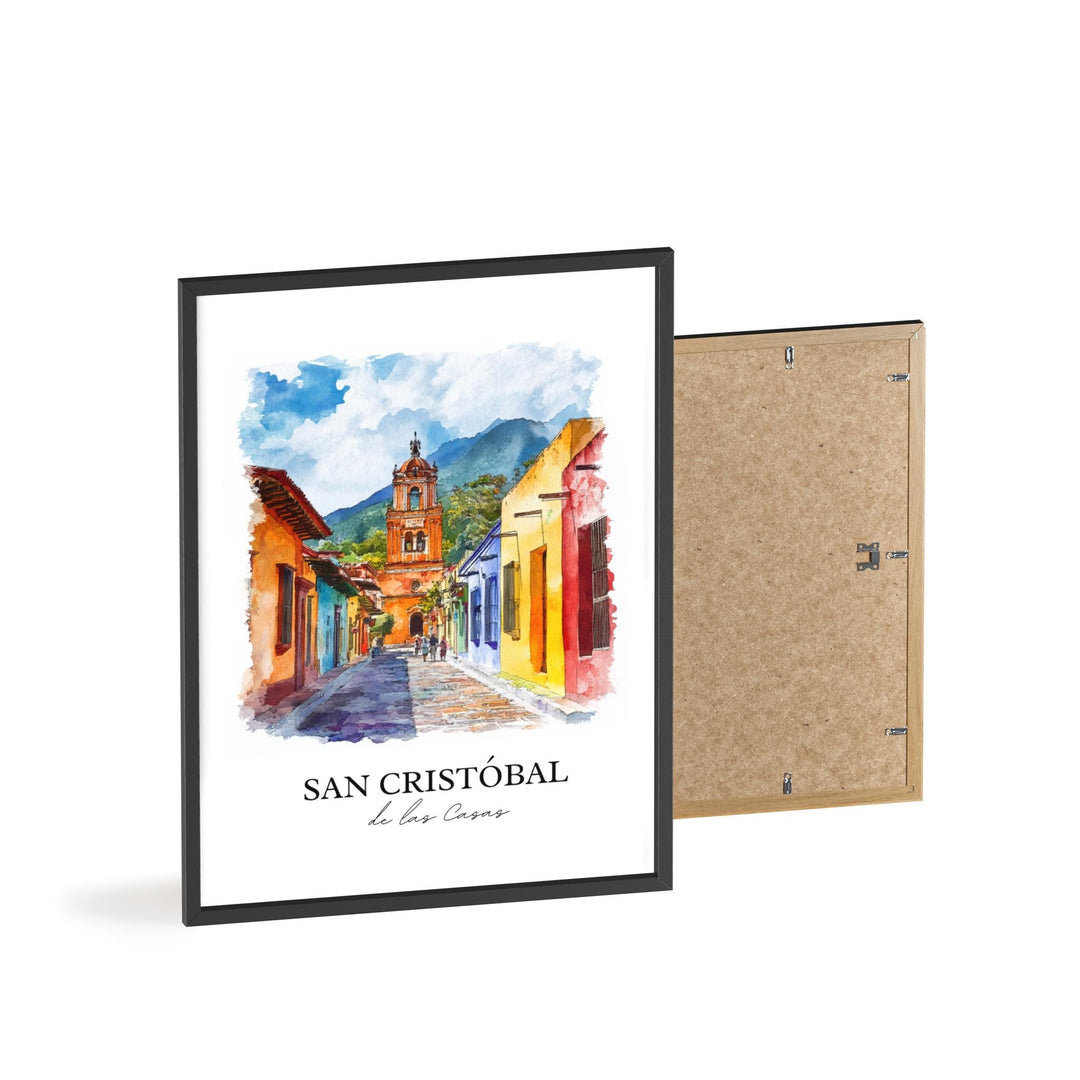 San Cristobal de Las Casas Wall Art, Chiapas Print, Mexico Watercolor Art, Chiapas MX Gift, Travel Print, Travel Poster, Housewarming Gift