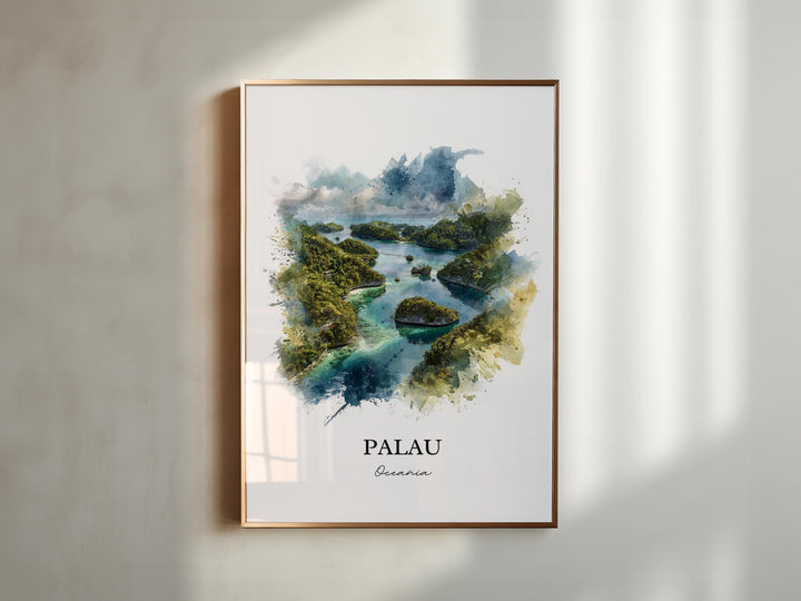 Palau Wall Art, Palau Print, Palau Watercolor Art, Palau Islands Gift, Travel Print, Travel Poster, Housewarming Gift