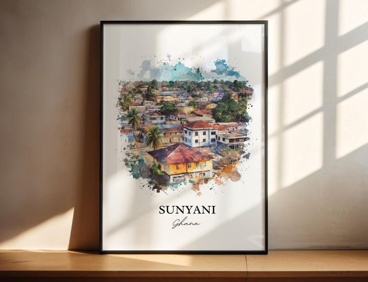 Sunyani Ghana Wall Art, Ghana Print, Ghana Watercolor Art, Sunyani Ghana Gift, Travel Print, Travel Poster, Housewarming Gift