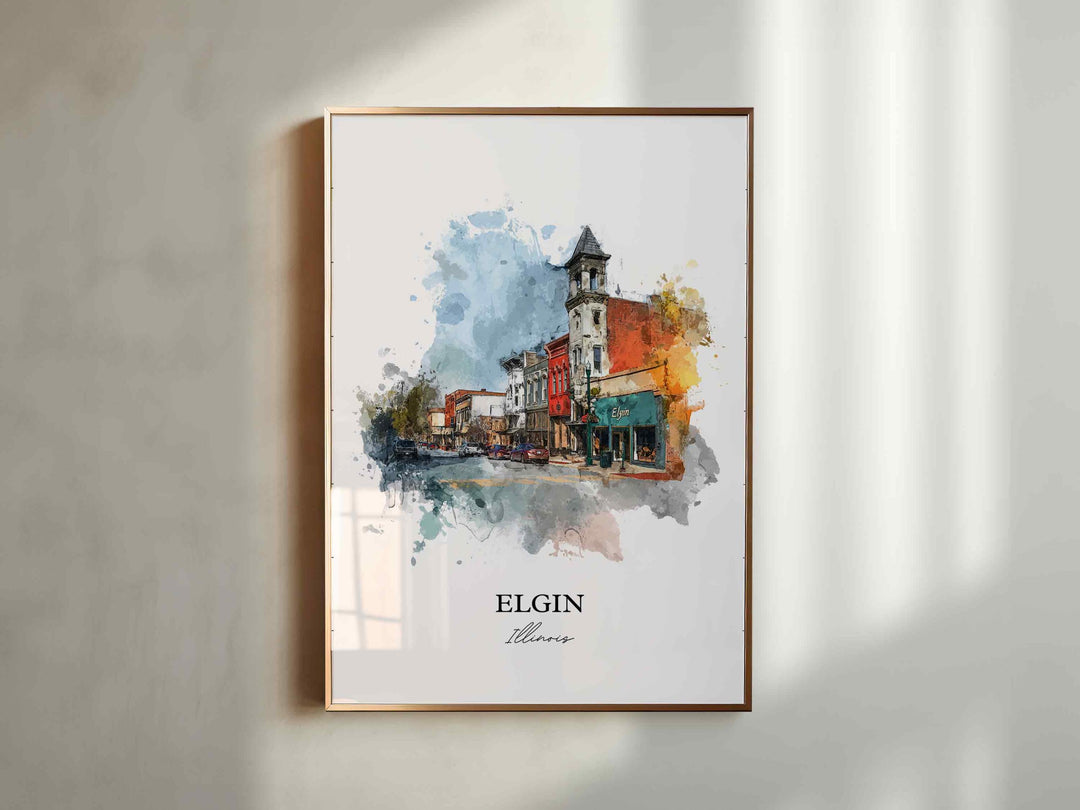 Elgin, Illinois – Watercolor Art Print