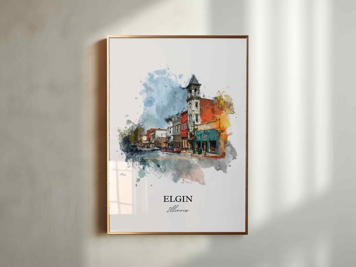 Elgin, Illinois – Watercolor Art Print