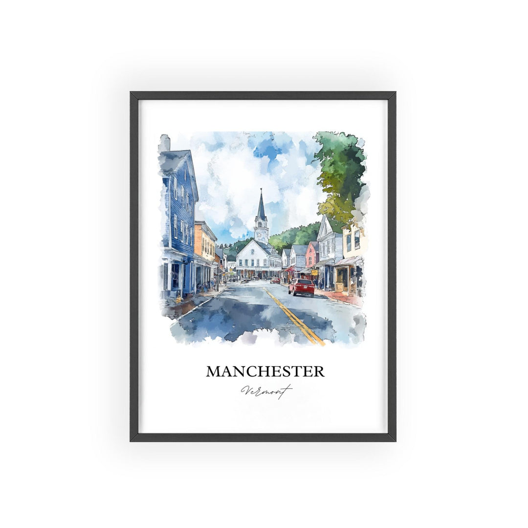 Manchester VT Wall Art, Bennington County Print, Vermont Watercolor Art, Manchester VT Gift, Travel Print, Travel Poster, Housewarming Gift