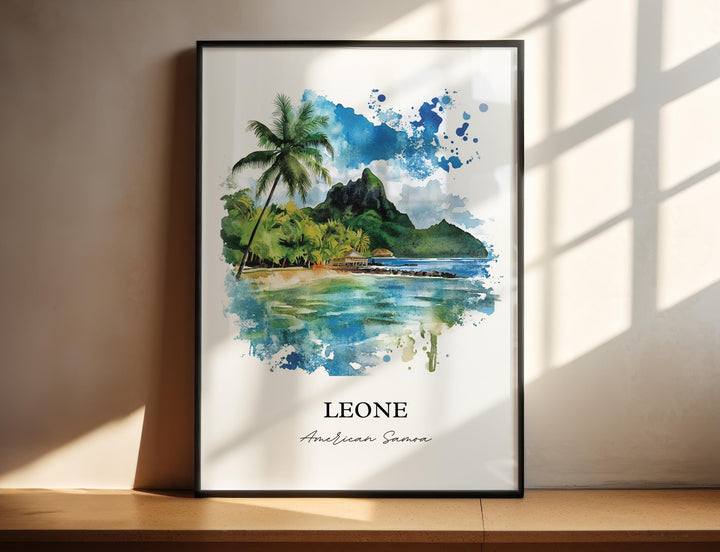 Leone American Samoa Art, Tutuila Island Print, Leone Watercolor Art, American Samoa Gift, Travel Print, Travel Poster, Housewarming Gift