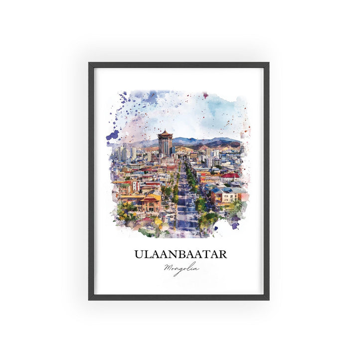 Ulaanbaatar Wall Art, Mongolia Print, Mongolia Watercolor Art, Ulaanbaatar Gift, Travel Print, Travel Poster, Housewarming Gift