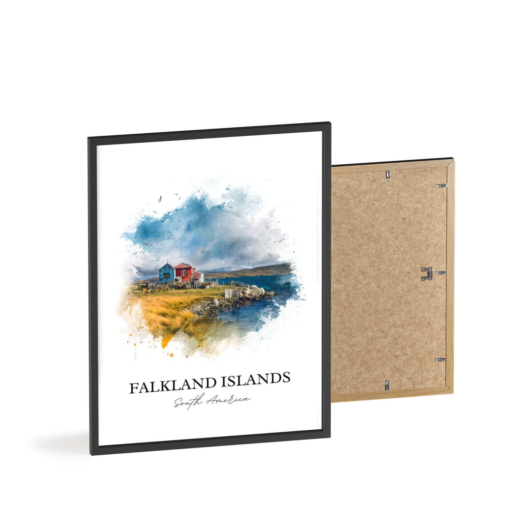 Falkland Islands Art, Islas Malvinas Print, Falkland Watercolor Art, Falkland Islands Gift, Travel Print, Travel Poster, Housewarming Gift