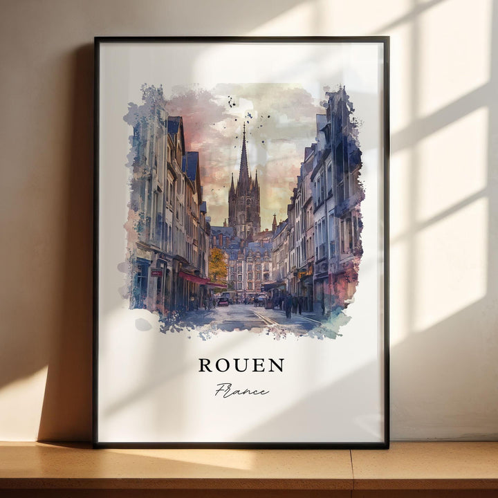 Rouen France Wall Art, Rouen Print, Rouen Watercolor Art, Normandy France Gift,