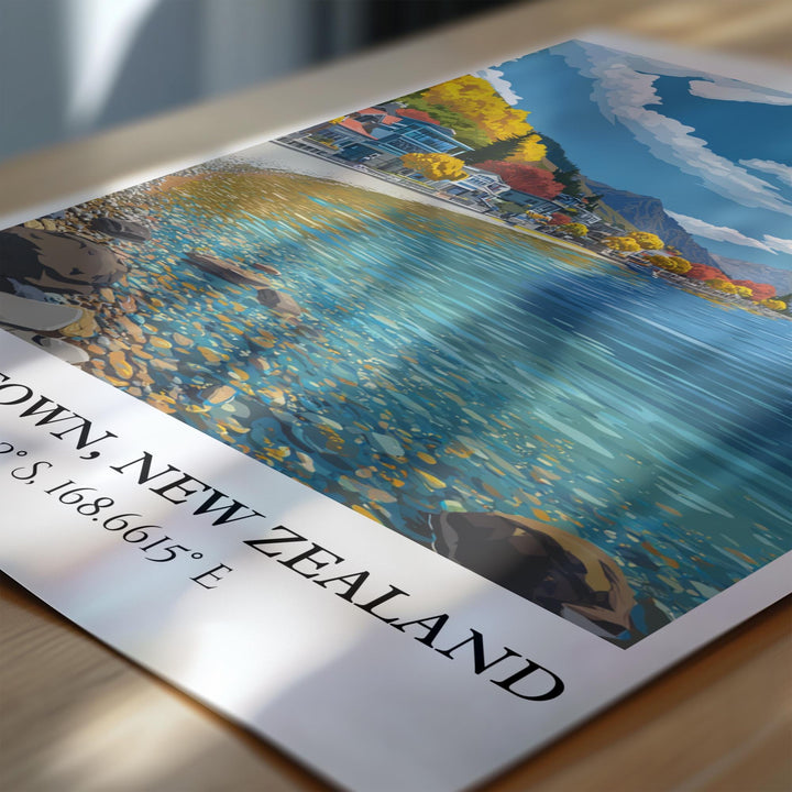 Queenstown Art, Queenstown Retro Travel Art, New Zealand Home Decor, New Zealand Gift, NZ Travel Art, Travel Prints, Housewarming Gift