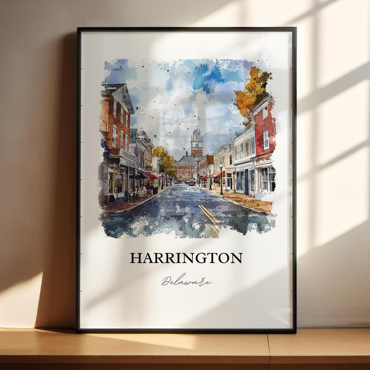 Harrington Delaware Art, Harrington DE Print, Delaware Watercolor Art, Harrington DE Gift, Travel Print, Travel Poster, Housewarming Gift