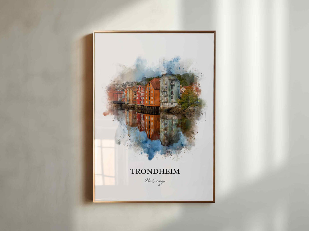 Trondheim, Norway – Watercolor Art Print
