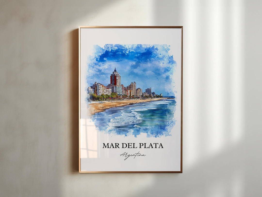 Mar del Plata Wall Art, Mar del Plata Print, Argentina Watercolor Art, Mar del Plata Gift, Travel Print, Travel Poster, Housewarming Gift