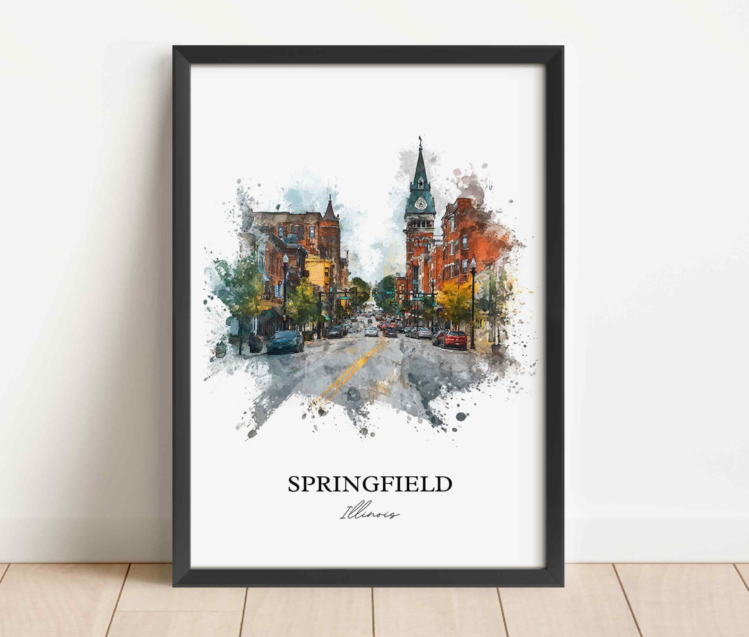 Springfield, Illinois – Watercolor Art Print