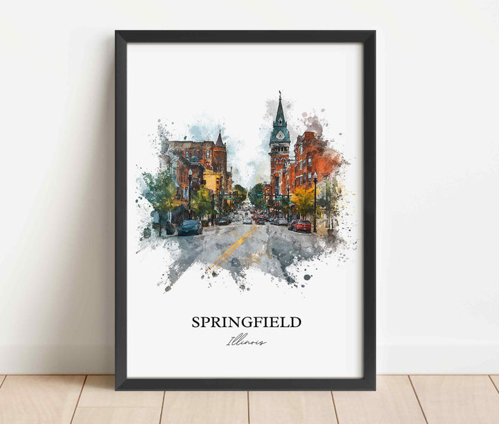 Springfield, Illinois – Watercolor Art Print