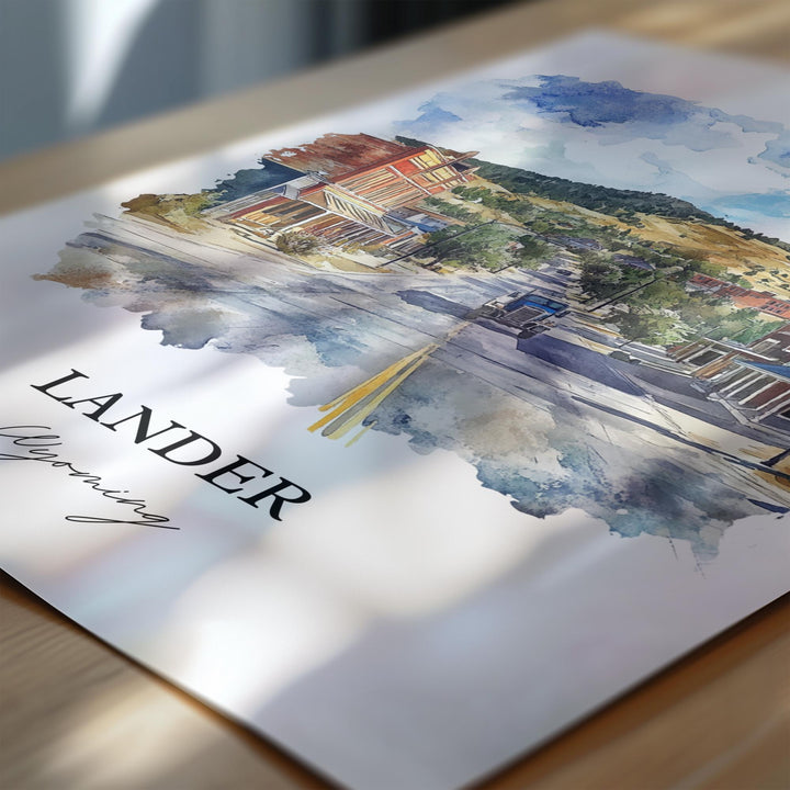Lander WY Wall Art, Lander Wyoming Print, Wyoming Watercolor Art, Fremont County WY Gift, Travel Print, Travel Poster, Housewarming Gift
