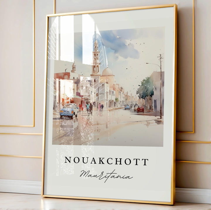 Nouakchott wall art - Mauritania, Nouakchott poster, Nouakchott Wedding gift, Mauritania Birthday present, Custom Text, Personalized Gift