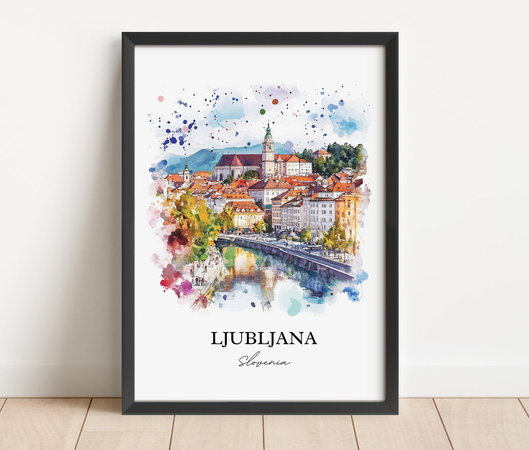 Ljubljana Wall Art, Slovenia Print, Slovenia Watercolor Art, Ljubljana Slovenia Gift, Travel Print, Travel Poster, Housewarming Gift