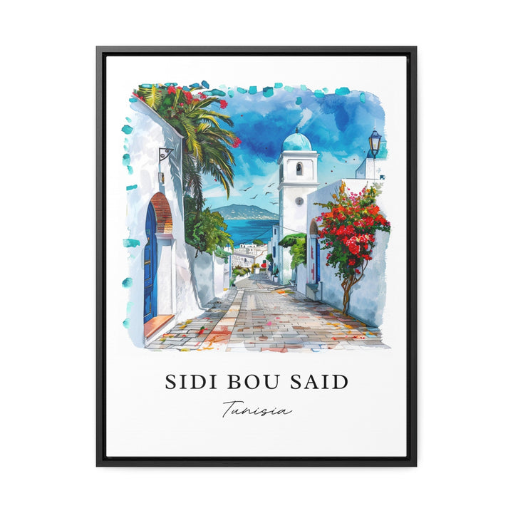 Sidi Bou Said Wall Art, Tunisia Print, Sidi Bou Said Watercolor, Tunisia Gift,