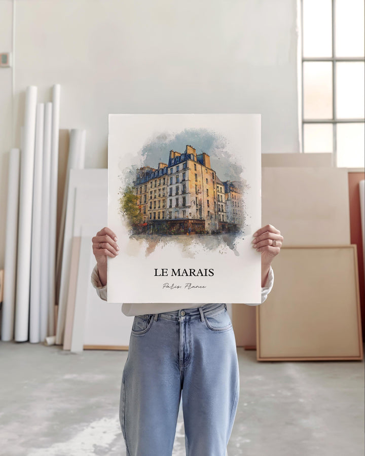 Le Marais, France – Watercolor Art Print