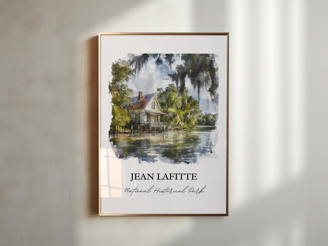 Jean Lafitte National Park Art, Louisiana Print, Louisiana Watercolor, Jefferson Parish Gift, Travel Print, Travel Poster, Housewarming Gift