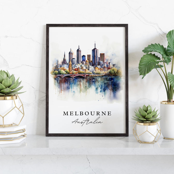 Melbourne traditional travel art - Australia, Melbourne poster, Wedding gift, Birthday present, Custom Text, Personalized Gift