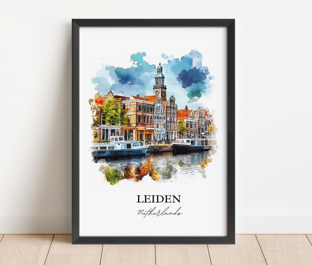 Leiden Wall Art, South Holland Print, Netherlands Watercolor Art, Leiden Netherlands Gift, Travel Print, Travel Poster, Housewarming Gift