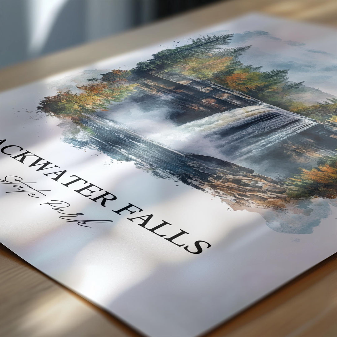 Blackwater Falls Art, Tucker County WV Print, West Virginia Artwork, Blackwater Falls Gift, Travel Print, Travel Poster, Housewarming Gift