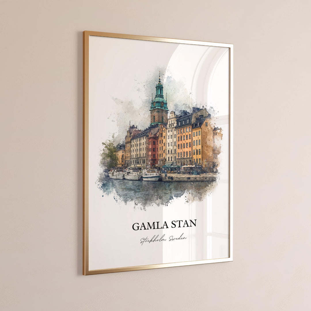 Gamla Stan, Sweden – Watercolor Art Print