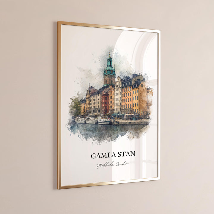 Gamla Stan, Sweden – Watercolor Art Print