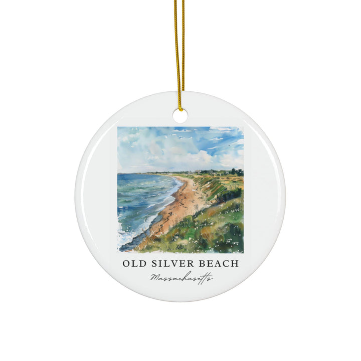 Old Silver Beach Ornament: Unique Falmouth MA Souvenir, Old Silver Beach Xmas Decor, and Authentic Old Silver Beach Gift