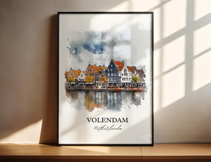 Volendam Wall Art, Dutch Print, Netherlands Watercolor Art, Volendam Gift, Travel Print, Travel Poster, Housewarming Gift