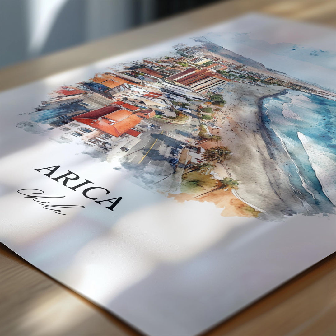 Arica Chile Wall Art, Northern Chile Print, Chile Watercolor Art, Arica Chile Gift, Travel Print, Travel Poster, Housewarming Gift