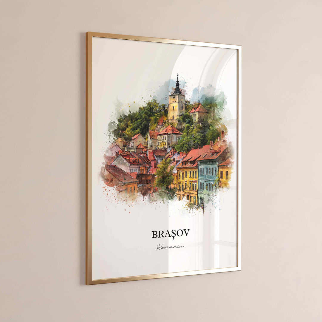 Brasov, Romania – Watercolor Art Print