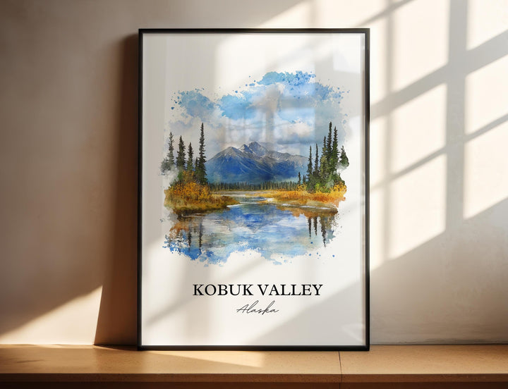 Kobuk Valley Wall Art, Kotzebue Print, Alaska Watercolor Art, Kobuk Valley AK Gift, Travel Print, Travel Poster, Housewarming Gift