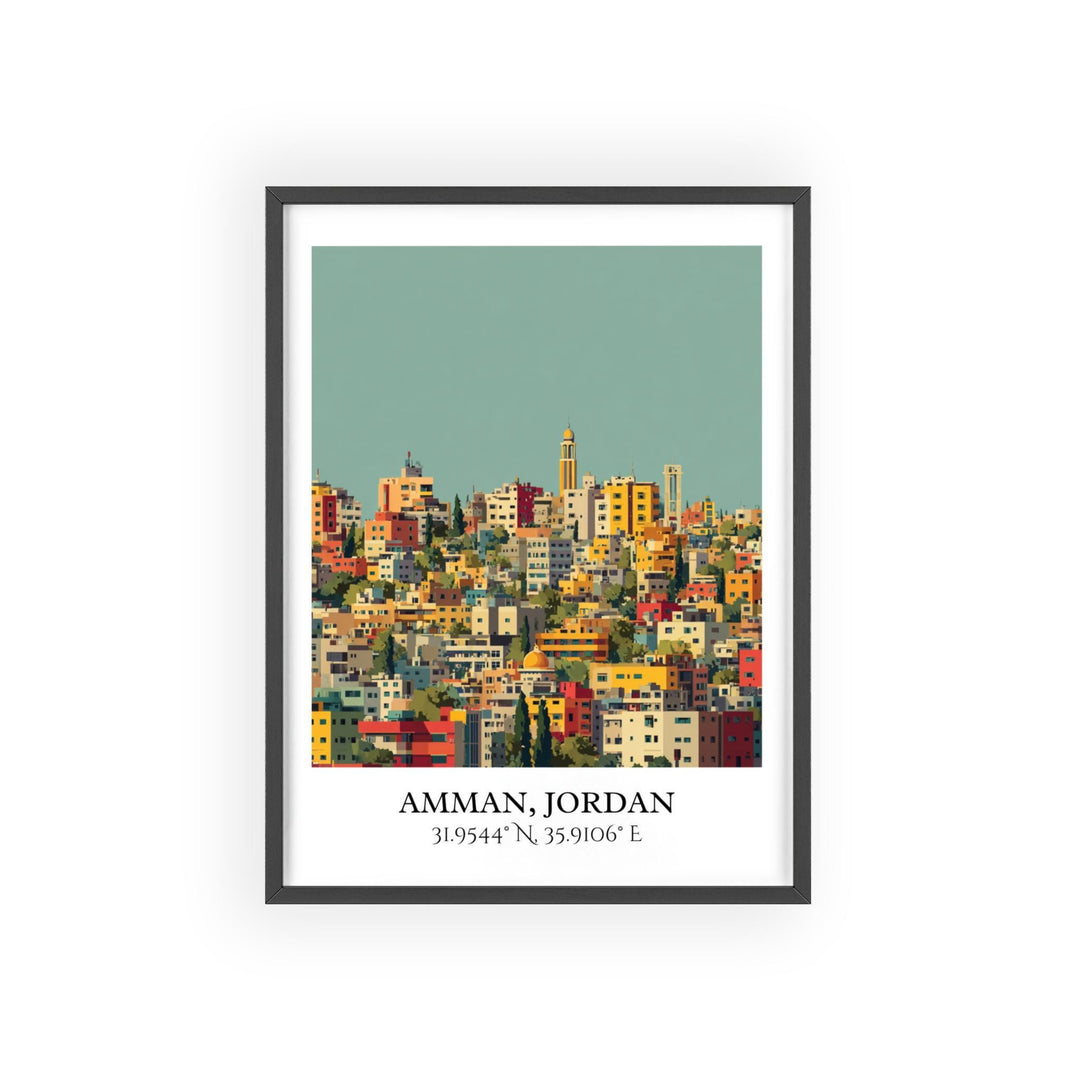 Amman Jordan Art, Amman Retro Travel Art, Amman Home Decor, Amman Jordan Gift, Jordan Travel Art, Travel Prints, Housewarming Gift
