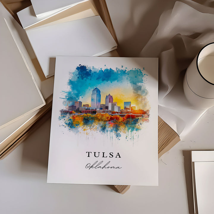 Tulsa Oklahoma wall art - Oklahoma, Tulsa print, Tulsa OK Wedding gift, Tulsa Skyline Birthday present, Tulsa OK Custom Text, Perfect Gift