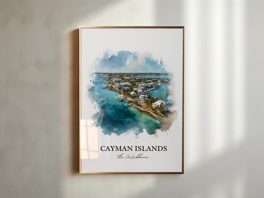Cayman Islands Wall Art, Caribbean Print, Cayman Islands Watercolor, Cayman Islands Gift, Travel Print, Travel Poster, Housewarming Gift