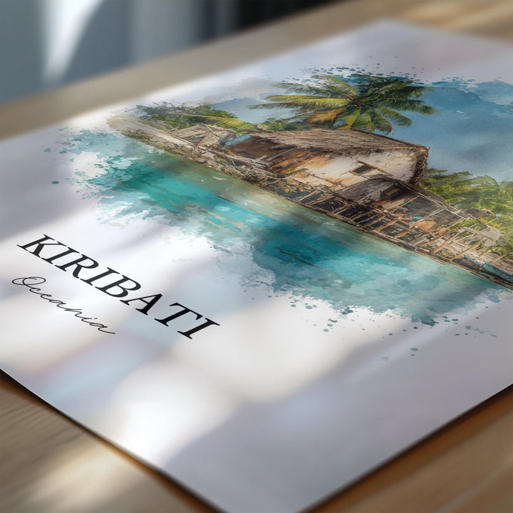 Kiribati Wall Art, Kiribati Print, Kiribati Watercolor Art, Kiribati Island Gift, Travel Print, Travel Poster, Housewarming Gift